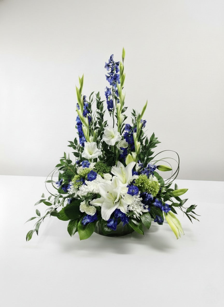 Blue and White Serene Urn Spray